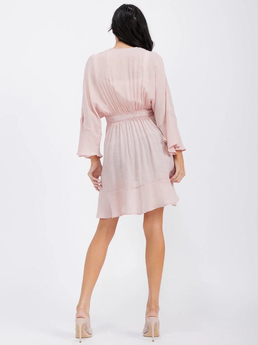 B37 Women's Long Sleeve Open Front Crochet Detailed Cardigan in Pink NEW - Picture 2 of 2